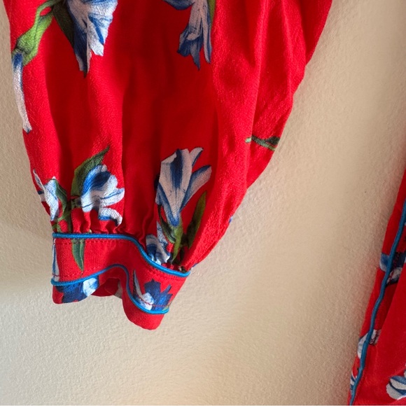 Rag & Bone Hugo Red Floral Long Sleeve Midi Dress size 8 - Picture 7 of 8